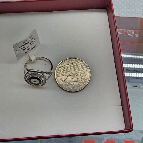 Evil Eye Sterling Silver Ring – Black Enamel Protection Charm for Men & Women - Picture 5 of 6